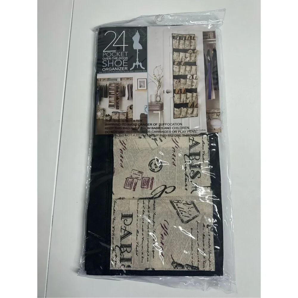 NWT 24 Pockets Over-The-Door Shoes Organizer 18” X 60,2” Folds for Storage